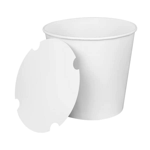 Karat Food Bucket with Lid, 170 oz, 8.9in. Dia x 8.36in.h, White, Paper, 150PK C-FB170W_BUNDLE - main